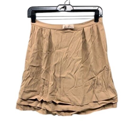 Sandro Womens S Pleated Mini Skirt Beige Layered Hem Soft Stretch Chic Parisian - Picture 1 of 10